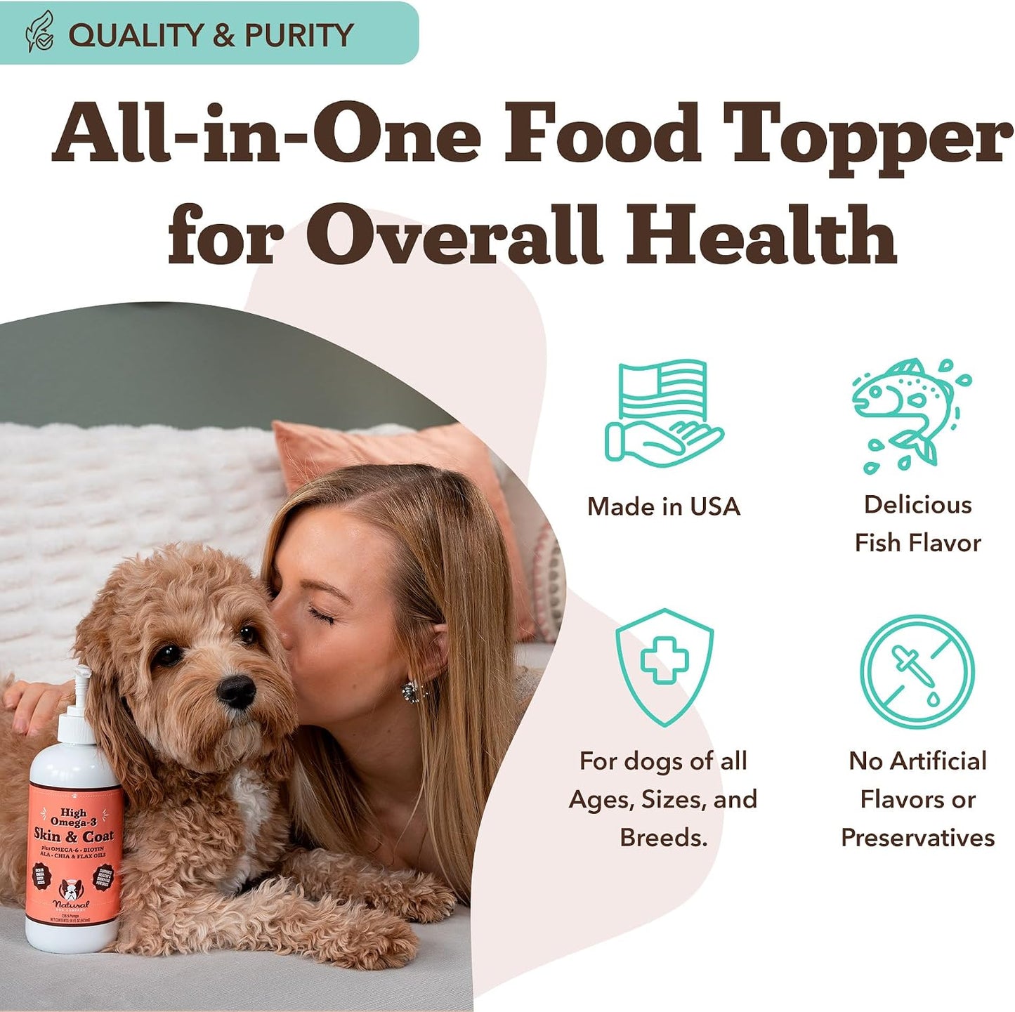 Natural Dog Company Aceite para Piel y Pelaje (16 oz.), Apoya la Sa...