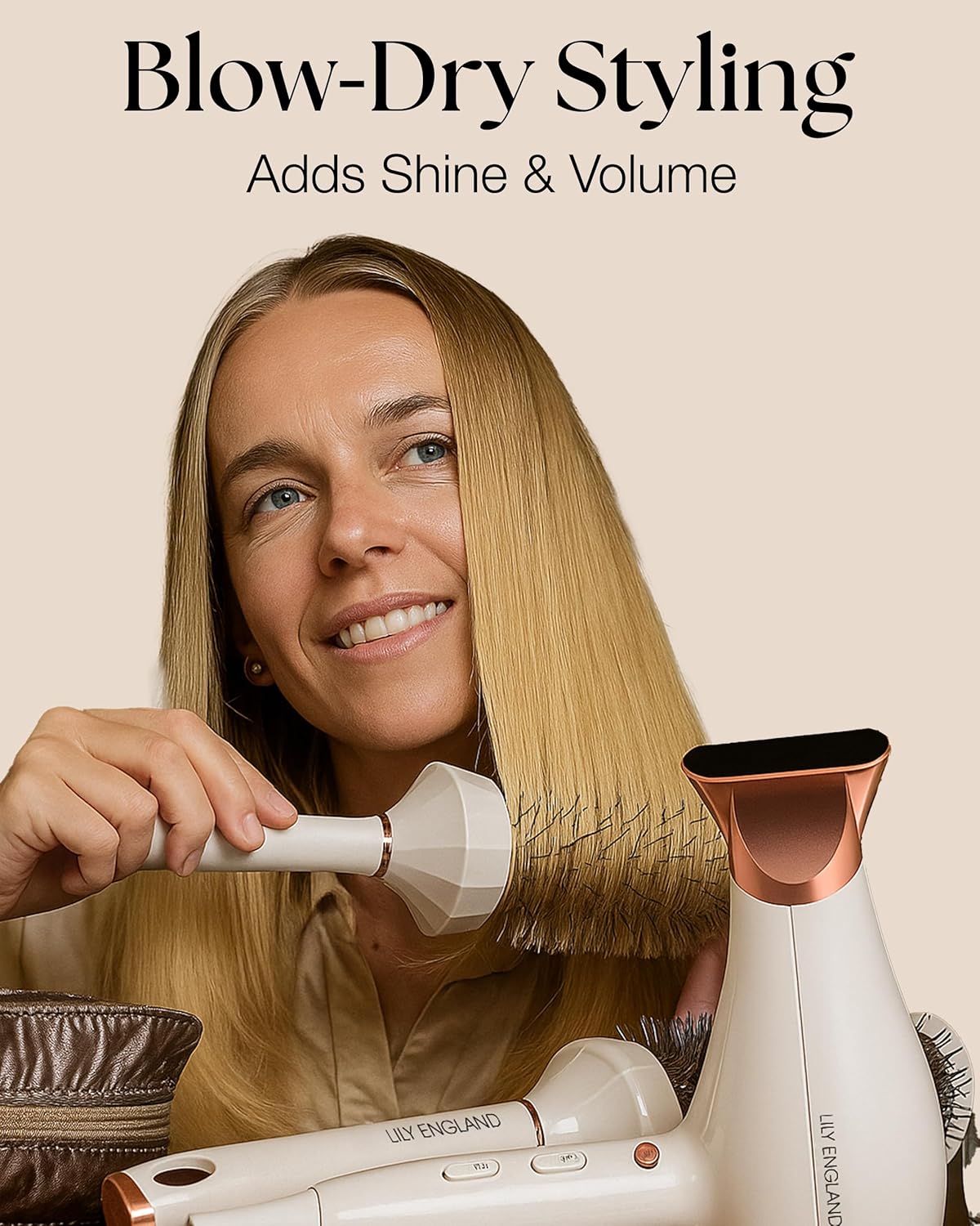 Lily England Juego de Cepillos Redondos para el Cabello, Kit Profesional de Secado con Secador de 4 Piezas con 3 Cepillos Redondos y Peine para Peinado, Juegos de Regalos de Belleza para Mujeres