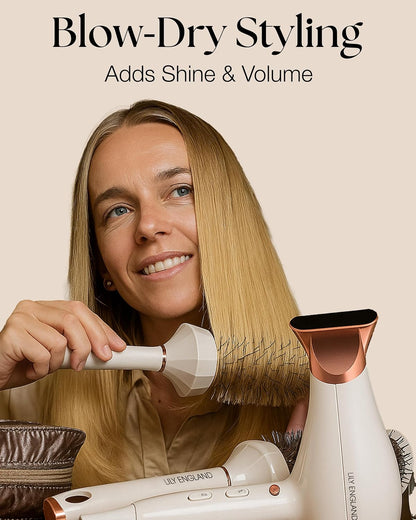 Lily England Juego de Cepillos Redondos para el Cabello, Kit Profesional de Secado con Secador de 4 Piezas con 3 Cepillos Redondos y Peine para Peinado, Juegos de Regalos de Belleza para Mujeres