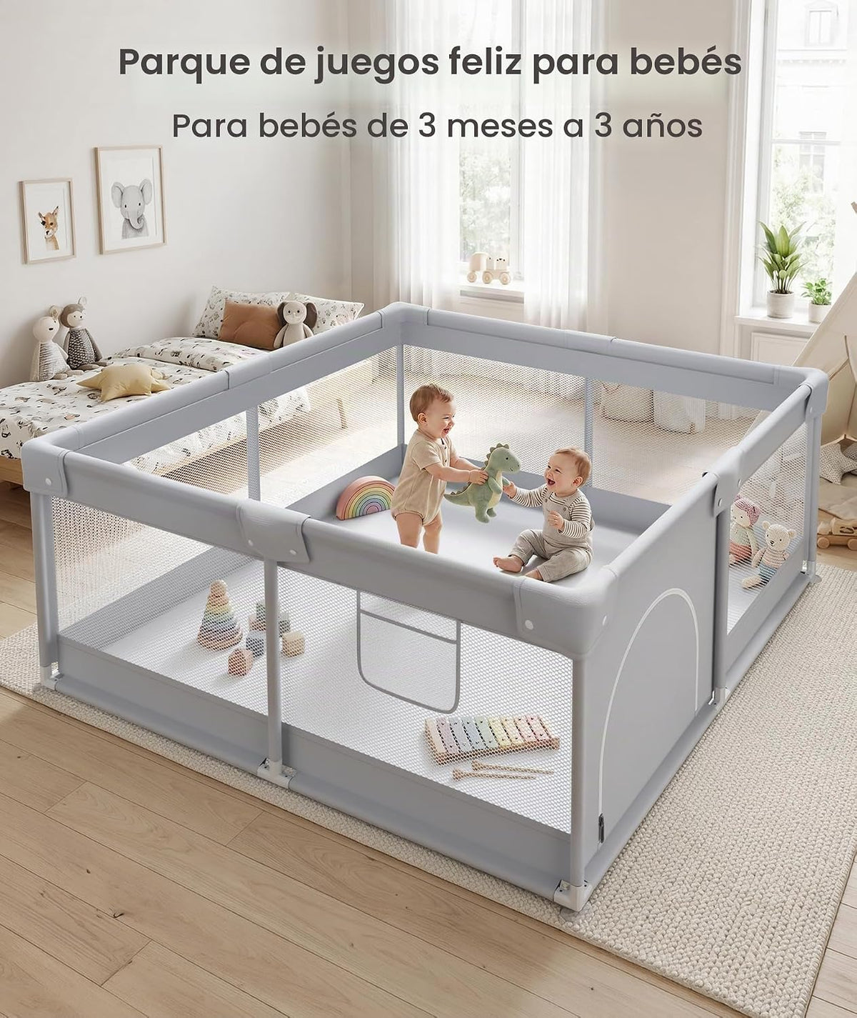 Fodoss Corralito para bebés, 47 × 47 pulgadas para bebés y niños pe...