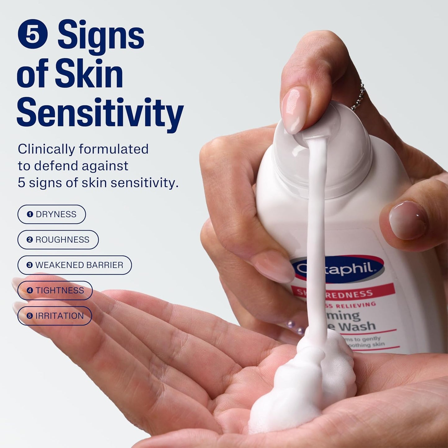 Cetaphil Jabón facial espumoso que alivia el enrojecimiento para pieles sensibles, 8 onzas líquidas, limpia y calma suavemente la piel sensible sin secar demasiado (el embalaje puede variar)