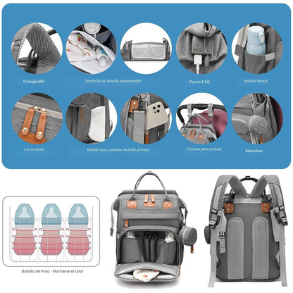 Jeryswet - Mochila para pañales con cambiador, impermeable, de gran...