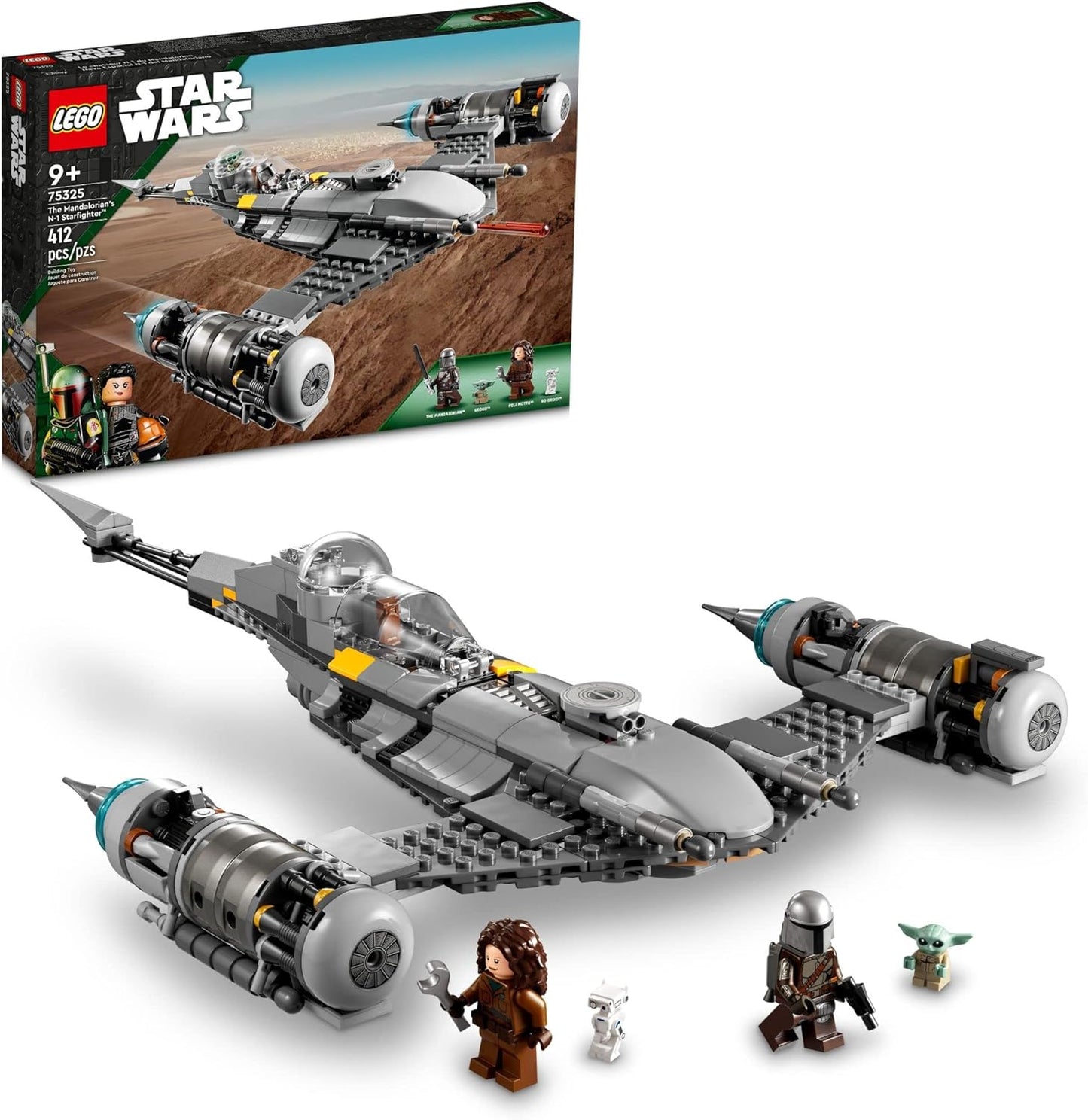 LEGO Star Wars The Mandalorian's N-1 Starfighter 75325 - Juego de construcción The Book of Boba Fett, con figuras de juguete Baby Yoda Grogu y Droid, idea de regalo de cumpleaños para niños, niños y