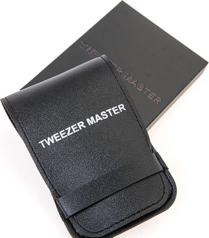 Tweezer Master Juego de pinzas profesionales [negro] - Puntas incli...