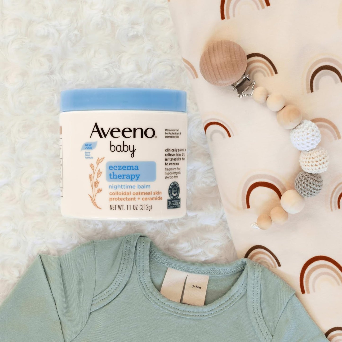 Bálsamo de eczema para bebé Aveeno, terapia nocturna, 1 Ounce, 1, 1