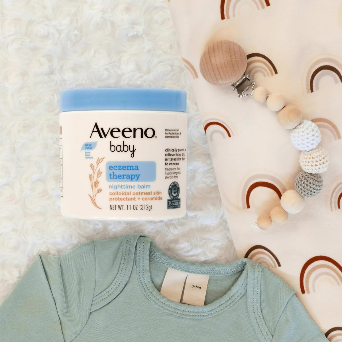 Bálsamo de eczema para bebé Aveeno, terapia nocturna, 1 Ounce, 1, 1