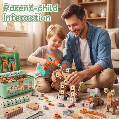 CUTE STONE Juego de herramientas para niños 158PCS con taladro de j...