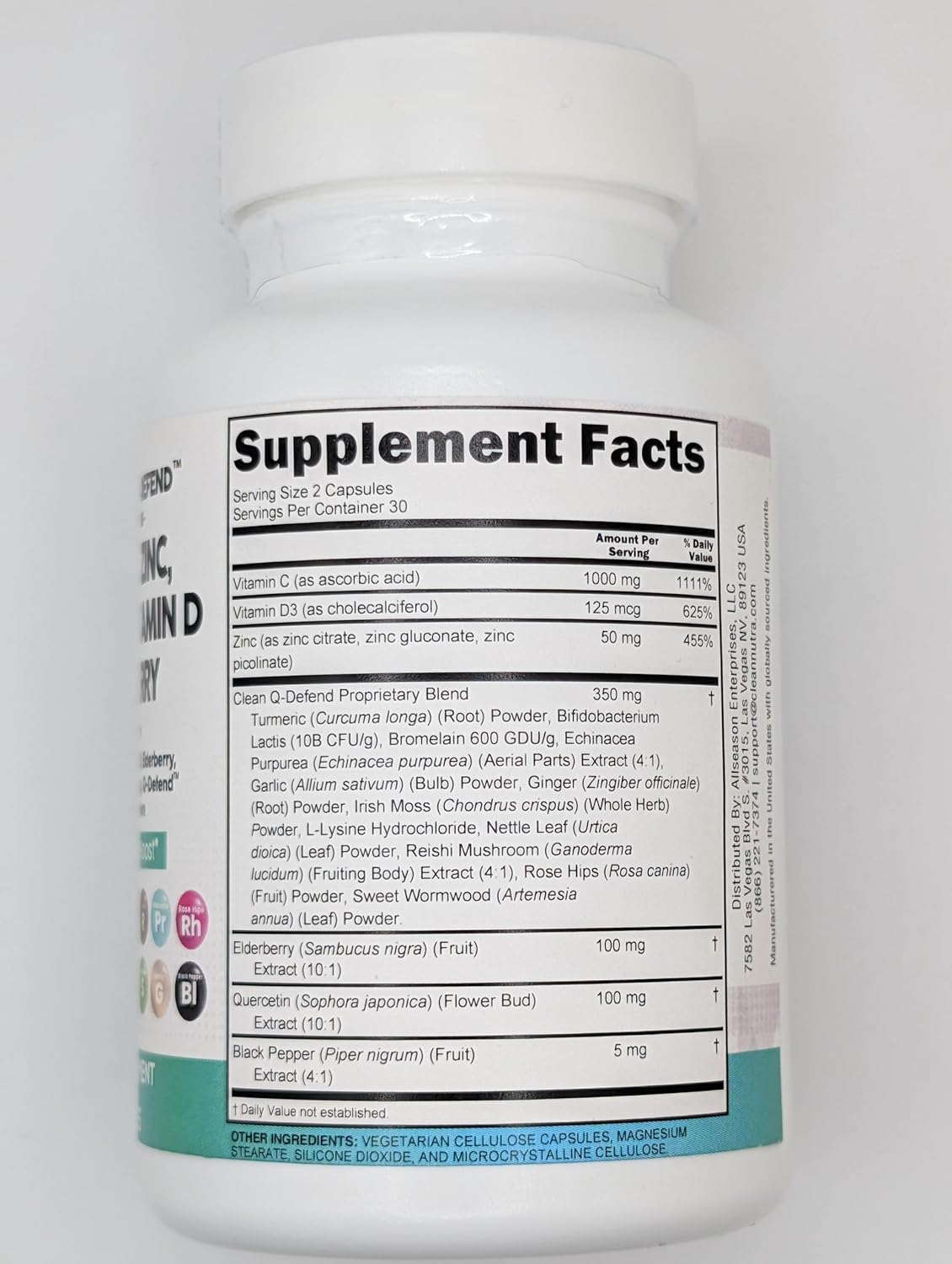 Clean Nutraceuticals Quercetina, zinc, vitamina C, vitamina D, brom...