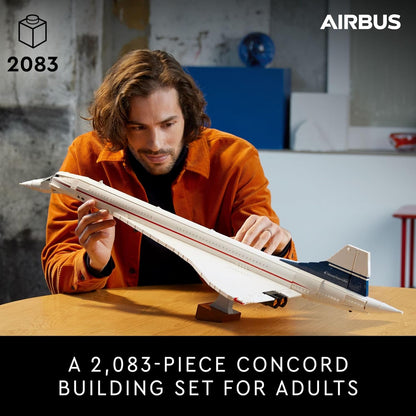 LEGO Icons Concorde Modelo de Avión, Regalo para Adultos, Construye un Modelo Réplica del Avión Comercial Supersónico más Famoso del Mundo con Detalles Auténticos y Piezas Funcionales, 10318
