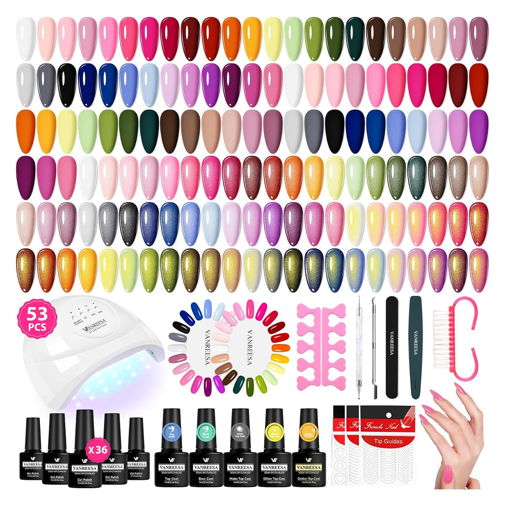 VANREESA Kit de 84 Piezas de Esmalte de Uñas en Gel con Luz UV y Pu...