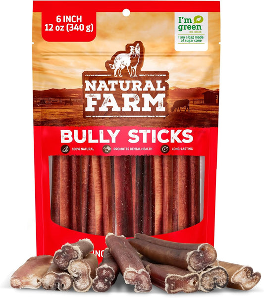 Natural Farm Bully Sticks, sin olor, (6 pulgadas, 12 onzas), empaqu...