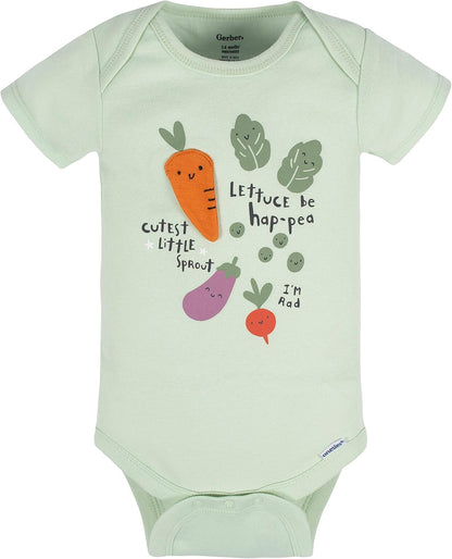 Gerber Mamelucos Bodies unisex de manga corta para bebé, paquete de 8