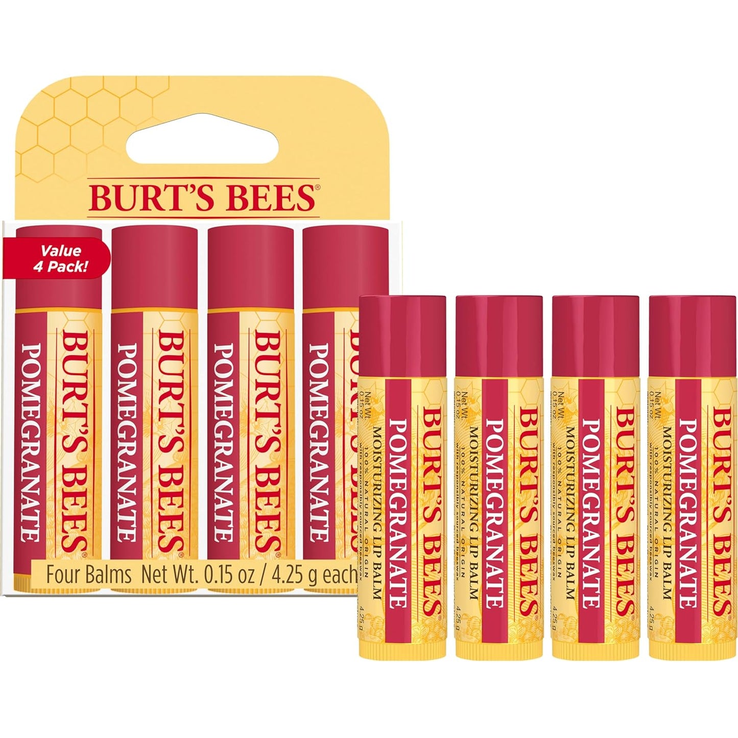 Burt's Bees Bálsamo labial - Granada, hidratante labial con cer...