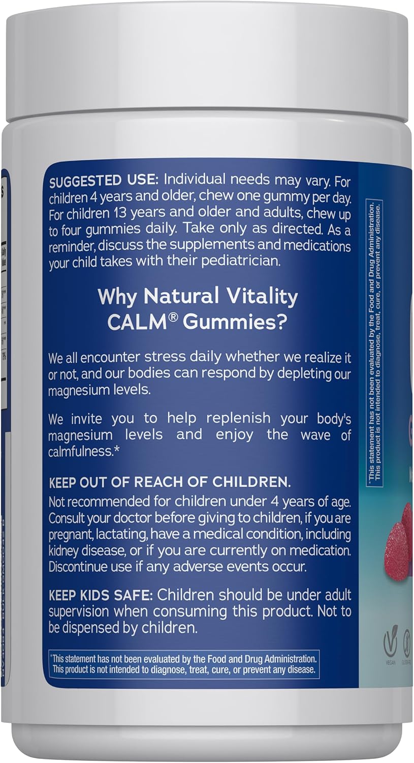 Gomitas antiestrés Calm de Natural Vitality, un suplemento de magne...