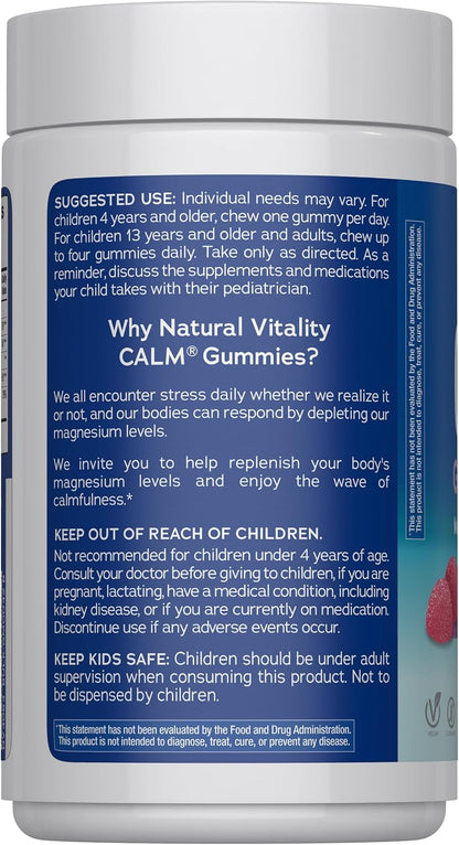 Gomitas antiestrés Calm de Natural Vitality, un suplemento de magne...