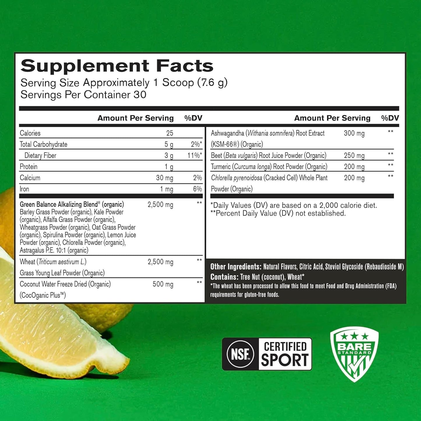 BARE PERFORMANCE NUTRITION, BPN Strong Greens Superalimento en Polv...