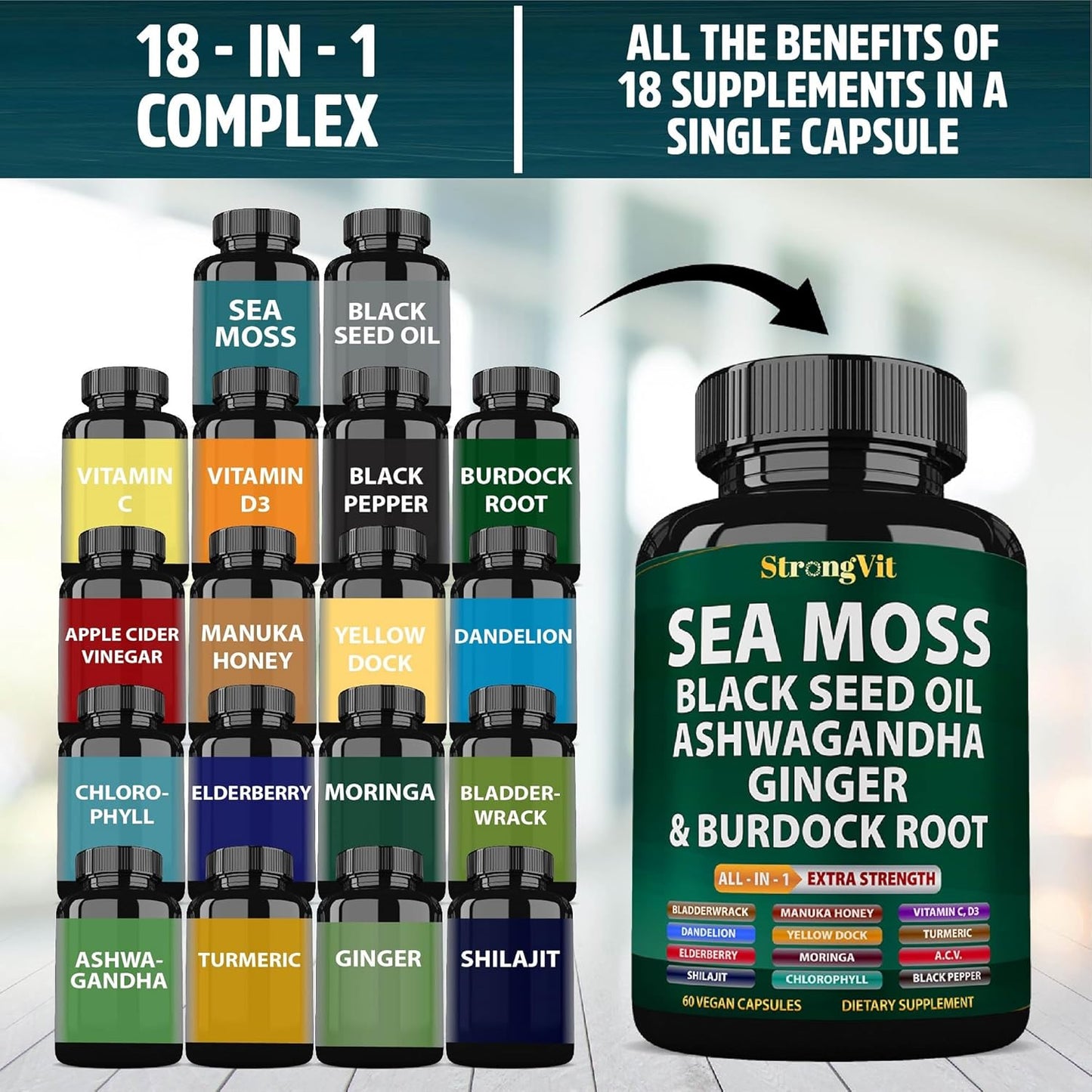 StrongVit Aceite de semilla negra de musgo marino Ashwagandha Jengi...