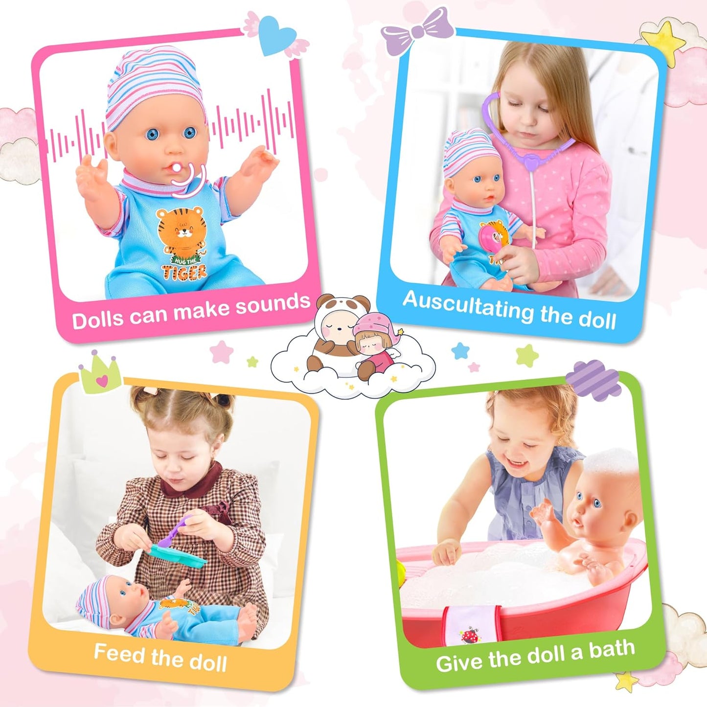 PROOU Juguetes de Cuidado de Muñecas Bebé, Set de Baño de Muñecas B...
