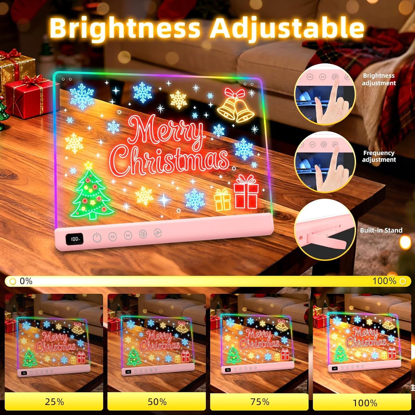 Lumiboard Tablero de dibujo LED con 13 efectos de luz, 16 pulgadas,...