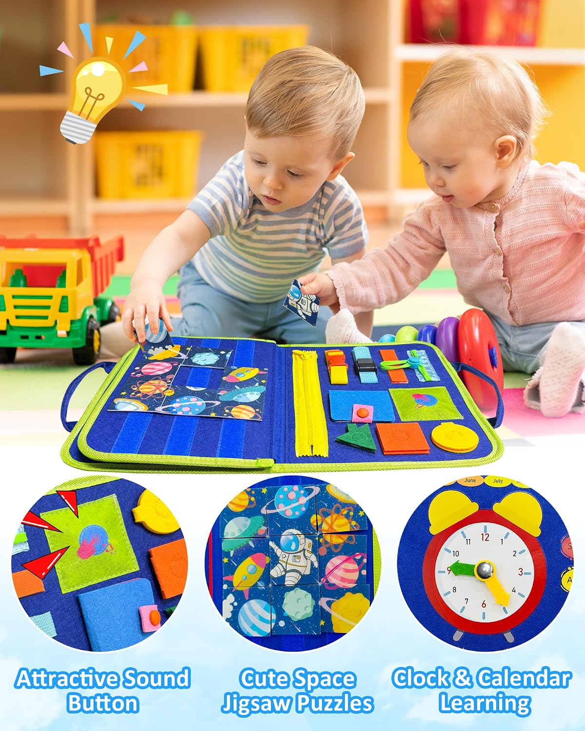 Exorany Busy Board Juguetes Montessori para Niños Pequeños y Niñas...