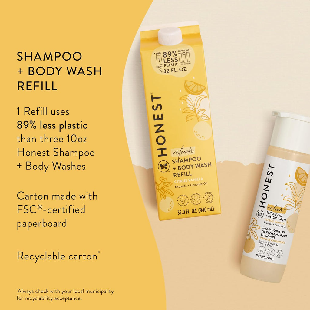 The Honest Company - Rellén de champú y gel de baño 2 en 1, suave p...