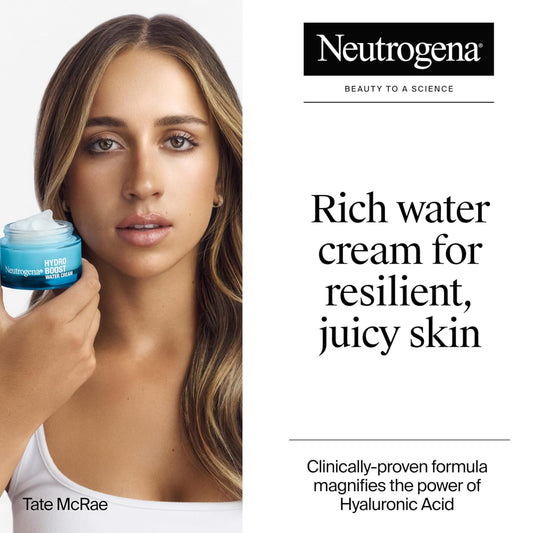 Neutrogena Hydro Boost - Crema de agua, hidratación de 72 horas para piel normal o extra seca, sin fragancia, hidratante facial con ácido hialurónico, 1.7 onzas y limpiador de gel hidratante Hydro Boost tamaño de prueba, 0.5 onzas líquidas