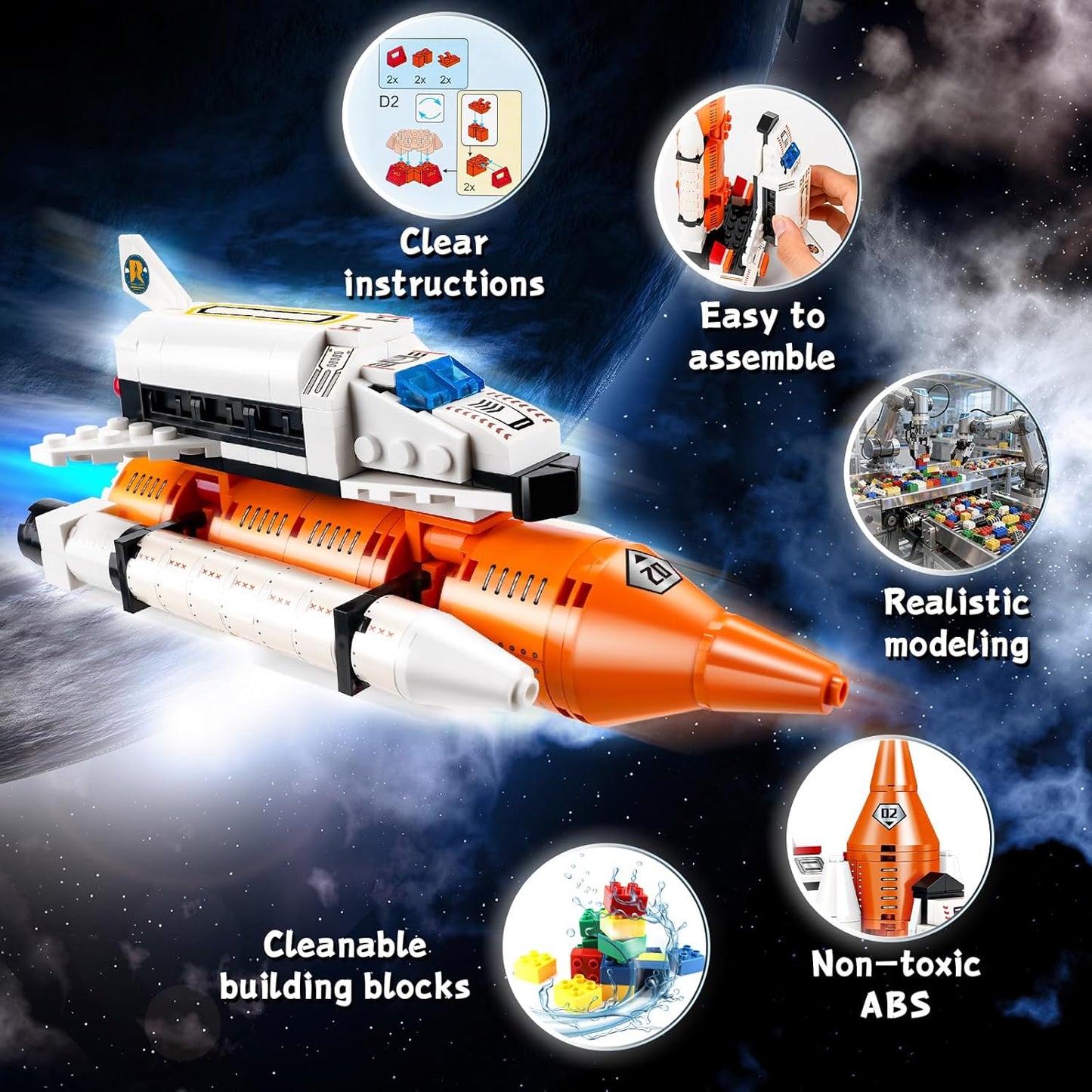 Kit de bloques de construcción de cohetes espaciales 12 en 1, juguete educativo STEM de 6 a 12 años, juego de montaje creativo de 566 piezas para niños
