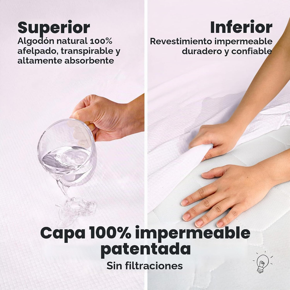 Paquete de 2 fundas protectoras de colchón impermeables para cuna,...