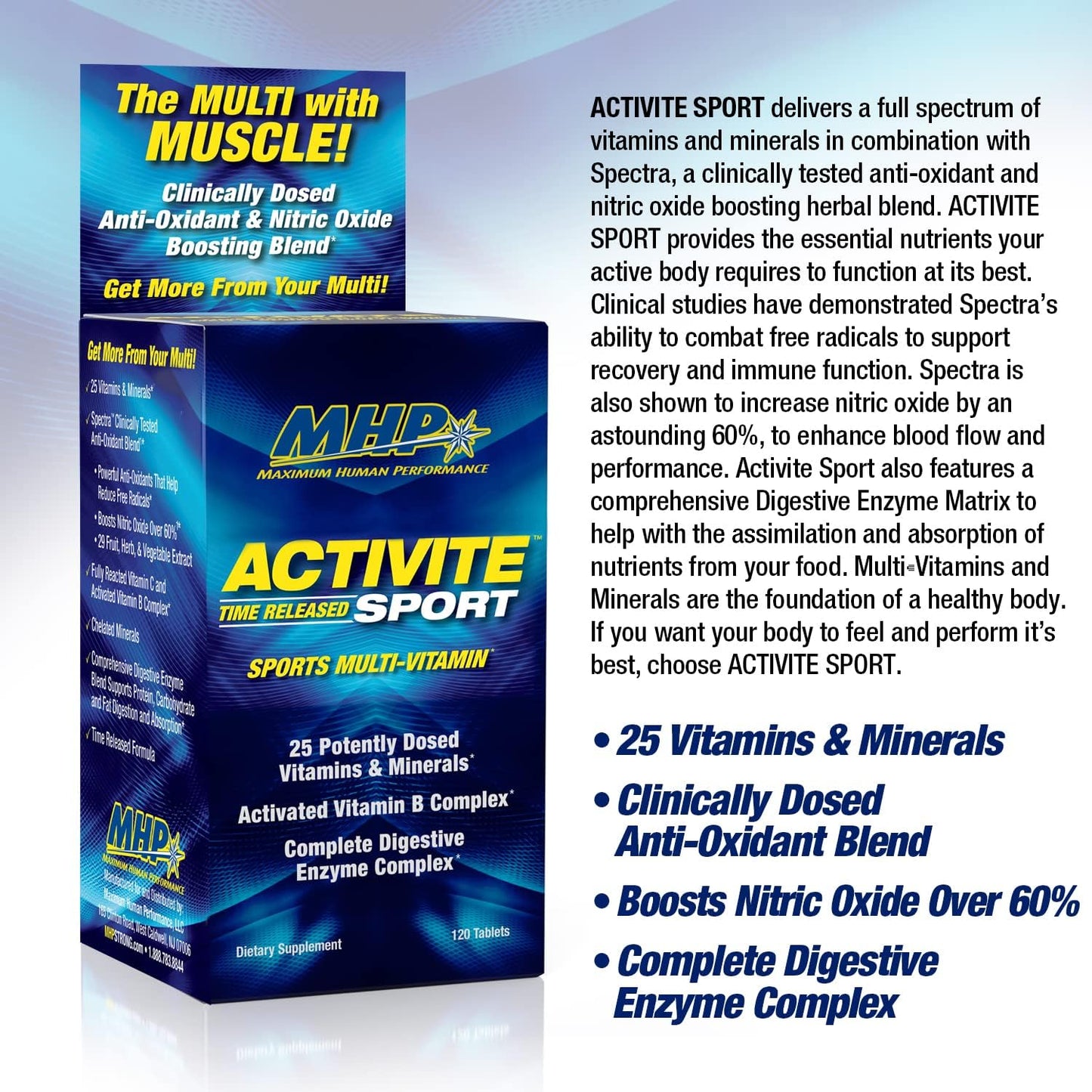 MHP Activite Sport Multi Vitamina, 25 vitaminas y minerales, refuer...