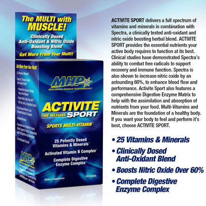 MHP Activite Sport Multi Vitamina, 25 vitaminas y minerales, refuer...