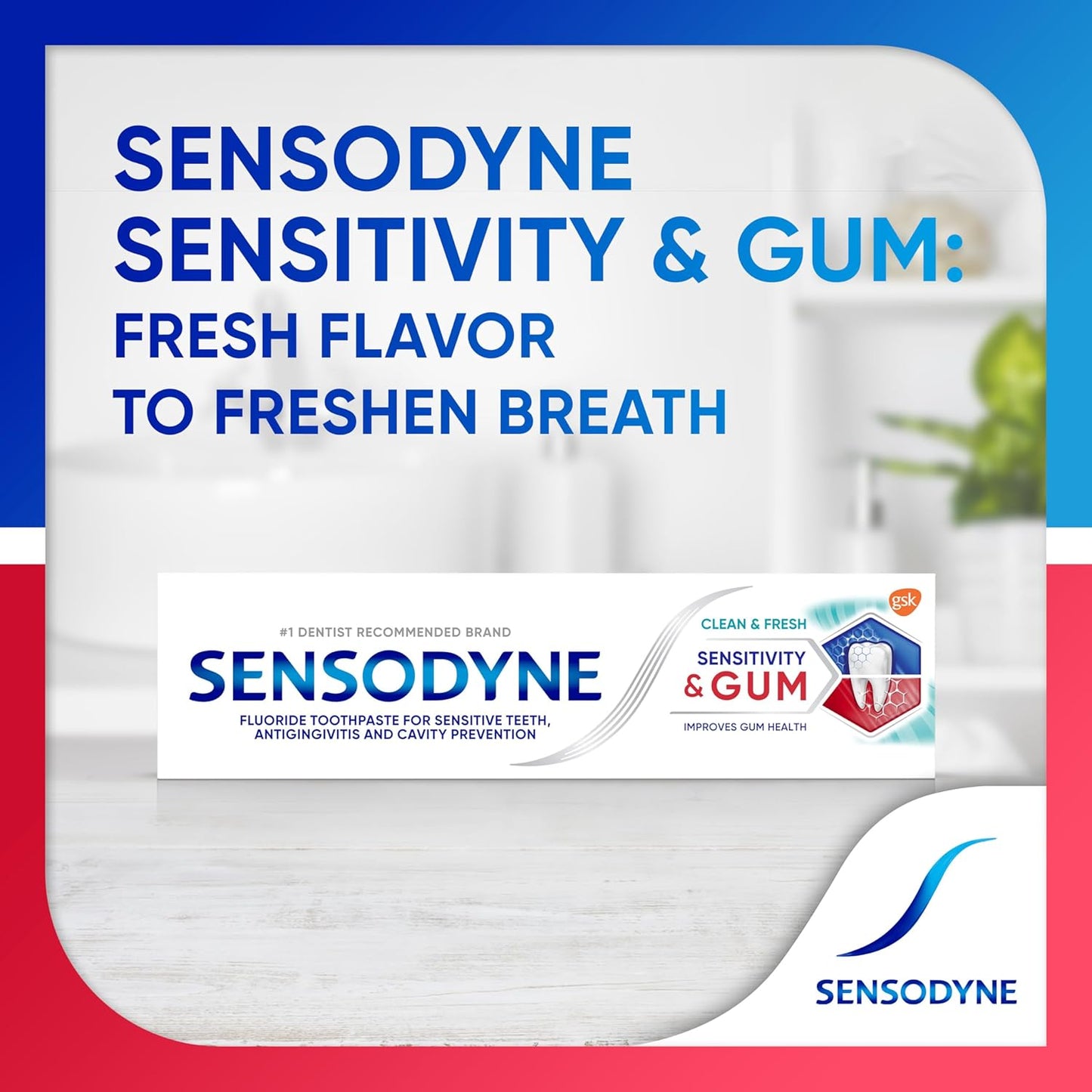 Sensodyne Sensitivity & Gum Sensitive Pasta dental para gingivitis, tratamiento de dientes sensibles, Clean & Fresh - 3.4 oz (paquete de 4)