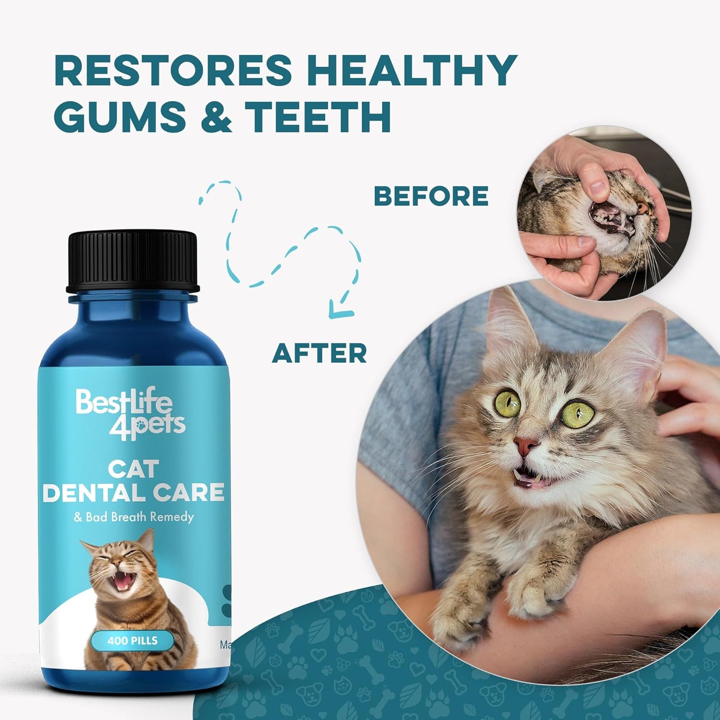 Remedio para el mal aliento y la salud oral de los gatos, cuidado d...