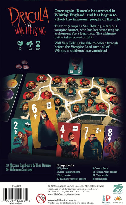 25th Century Games Drácula vs Van Helsing - Juego de cartas y juego de mesa intenso de estrategia para 2 jugadores, tema de terror gótico, para mayores de 10 y 2 jugadores
