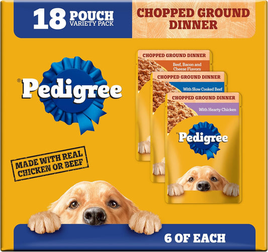 Pedigree Cena húmeda molida y picada para perros adultos, variedad...