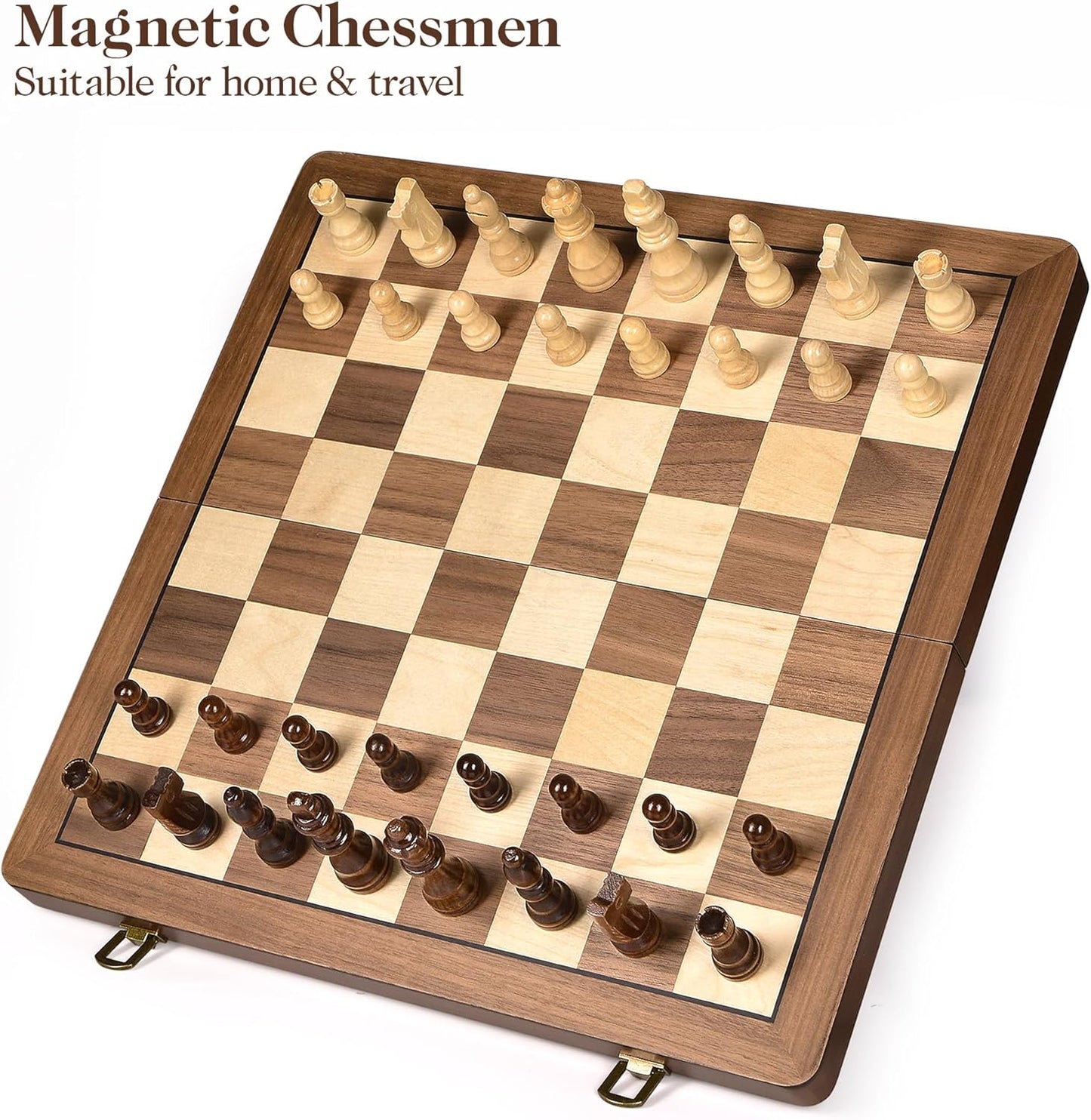 ELONGDI Juego de ajedrez de madera de 15" con piezas magnéticas...