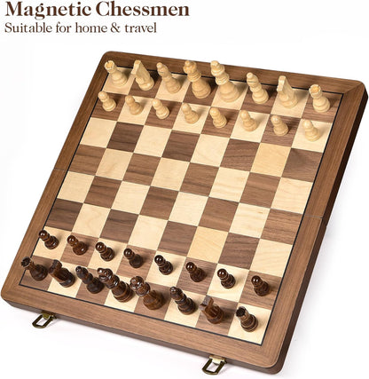 ELONGDI Juego de ajedrez de madera de 15" con piezas magnéticas...