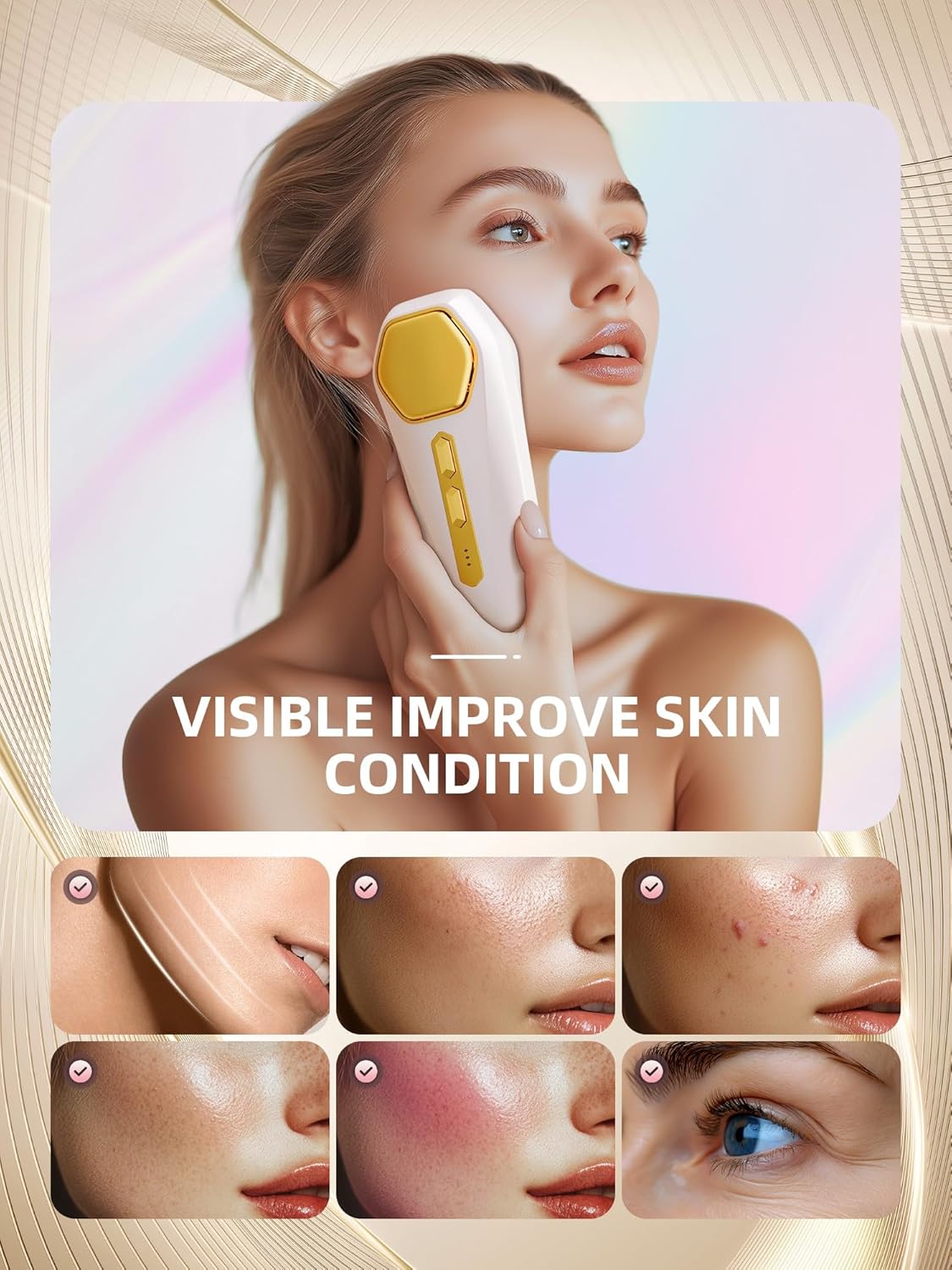 INTEO Masajeador facial multifuncional, dispositivo de brillo de vi...