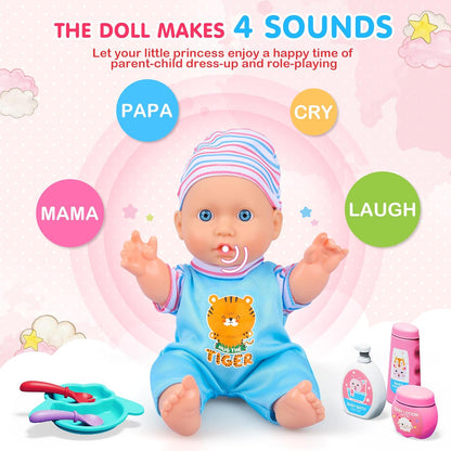 PROOU Juguetes de Cuidado de Muñecas Bebé, Set de Baño de Muñecas B...