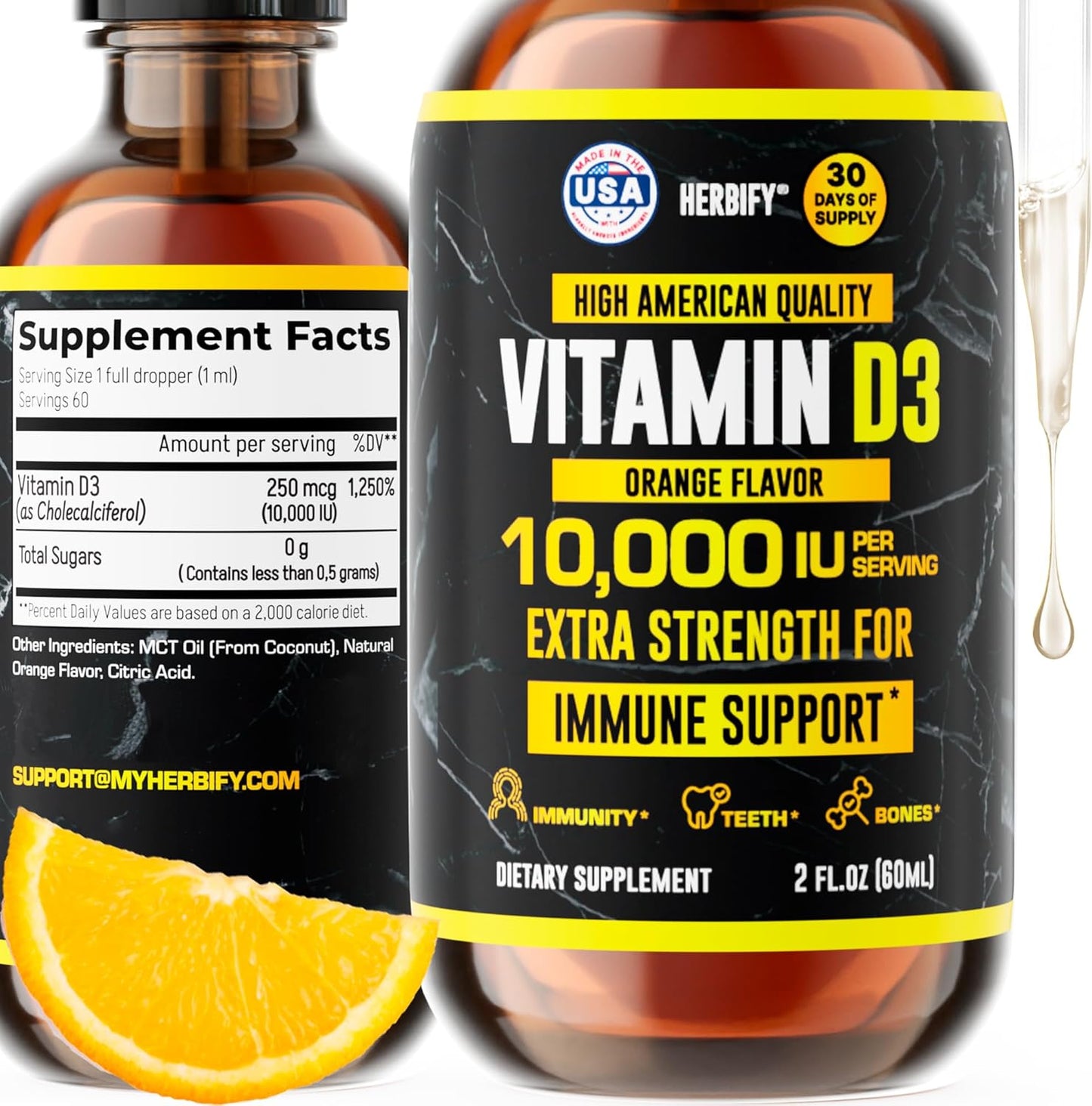 HERBIFY Vitamina D3 10000 UI - Gotas líquidas de vitamina D fabrica...