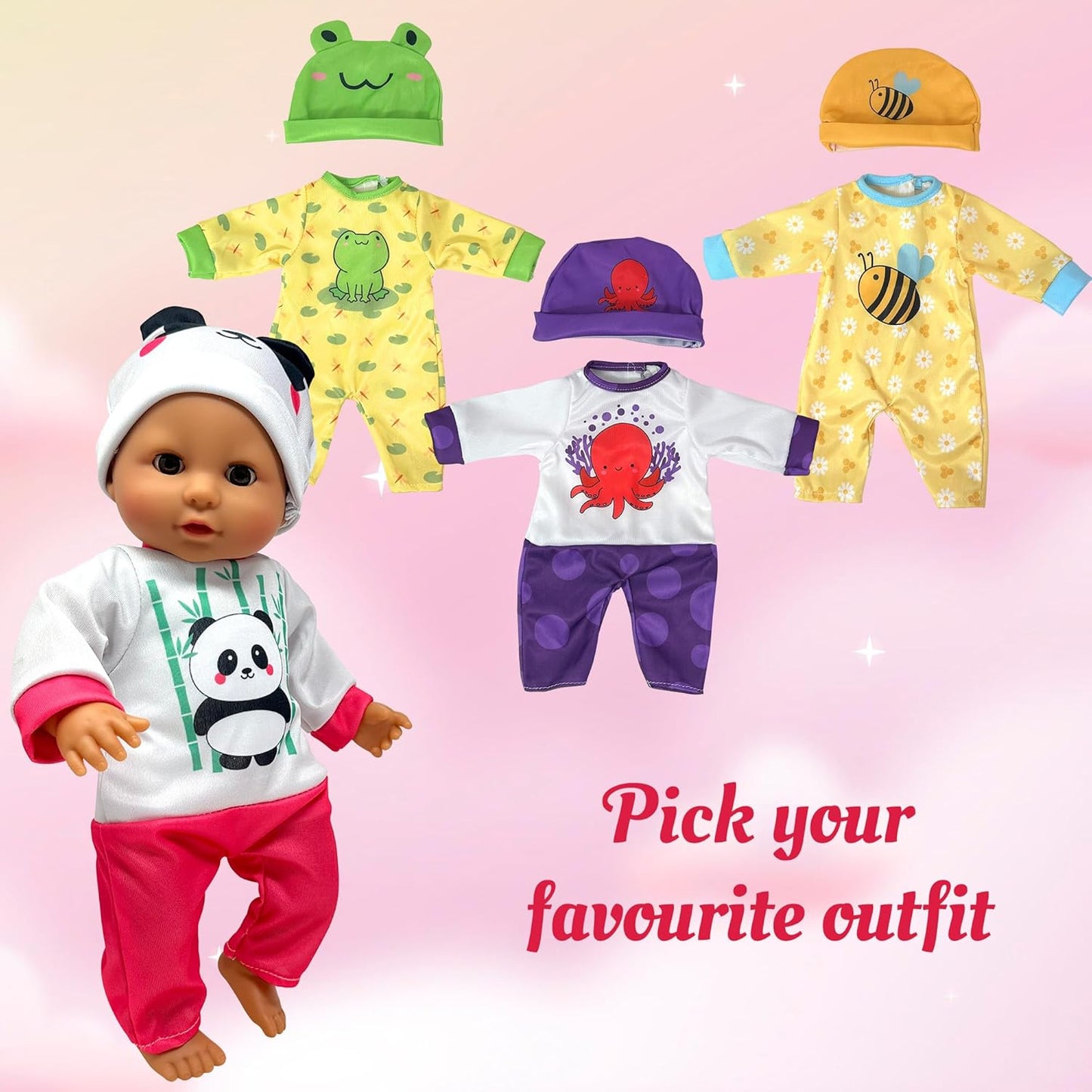 Muñeca de bebé de cuerpo suave con accesorios y 4 juegos de trajes...