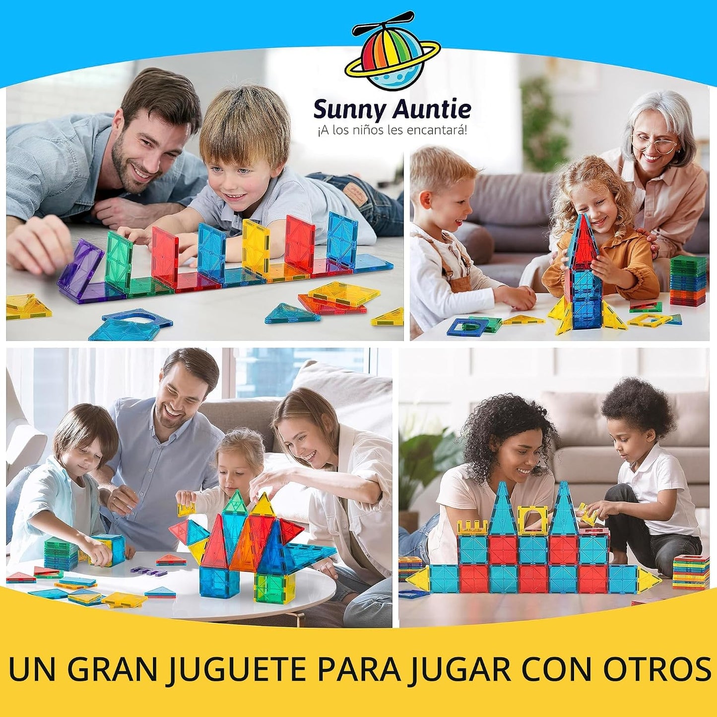SUNNY AUNTIE - Juego de construcción de azulejos magnéticos STEM To...