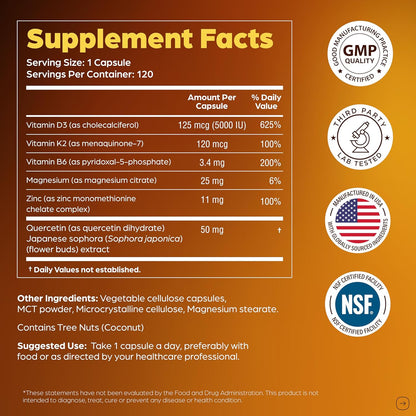 Sandhu's Vitamina D3 K2 Magnesio 5000 UI, Cápsulas de 120mcg K2...