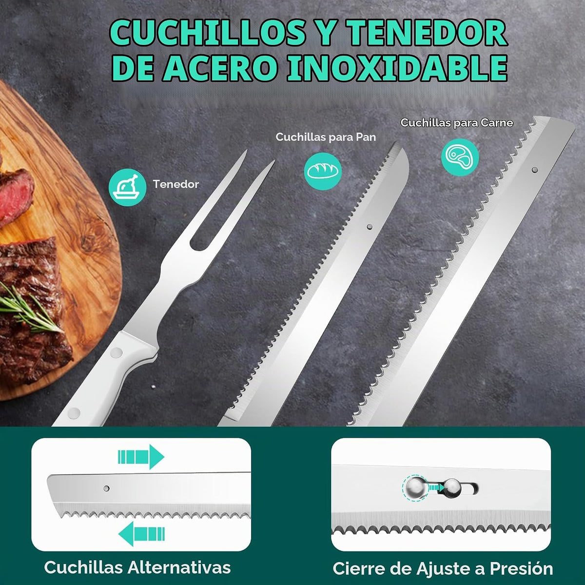 HAUSHOF Juego de cuchillos eléctricos inalámbricos con estuche de |...