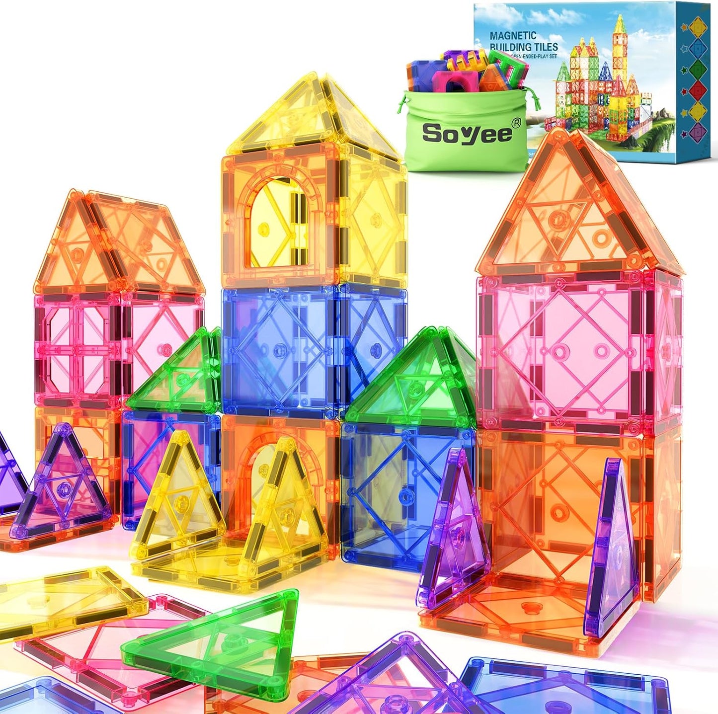 Soyee Bloques de construcción magnéticos para niños de 3 a 12 años, juguetes educativos STEM para niñas y niños, juguetes sensoriales para niños con autismo, imprescindibles en el aula