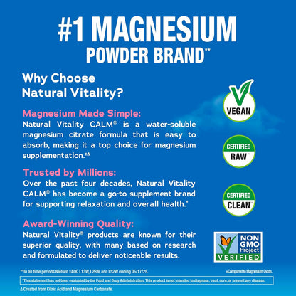 Natural Vitality Calm Magnesium - Polvo de 16 onzas | Mezcla de beb...
