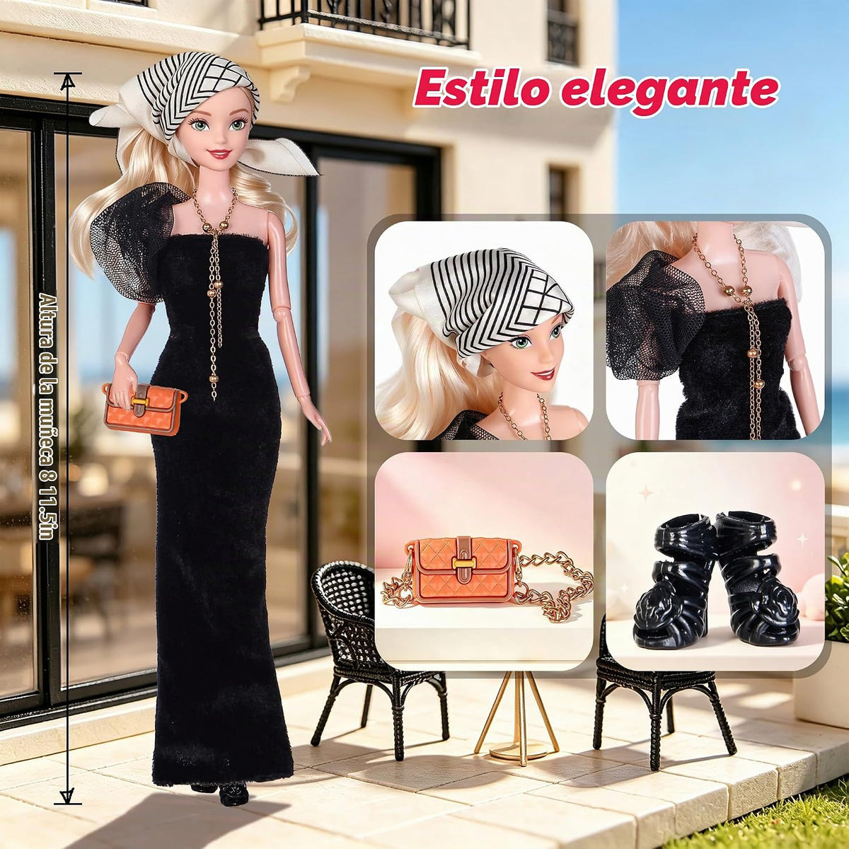 iBayda Paquete de 4 muñecas de juguete americano de moda de 11.5 pu...