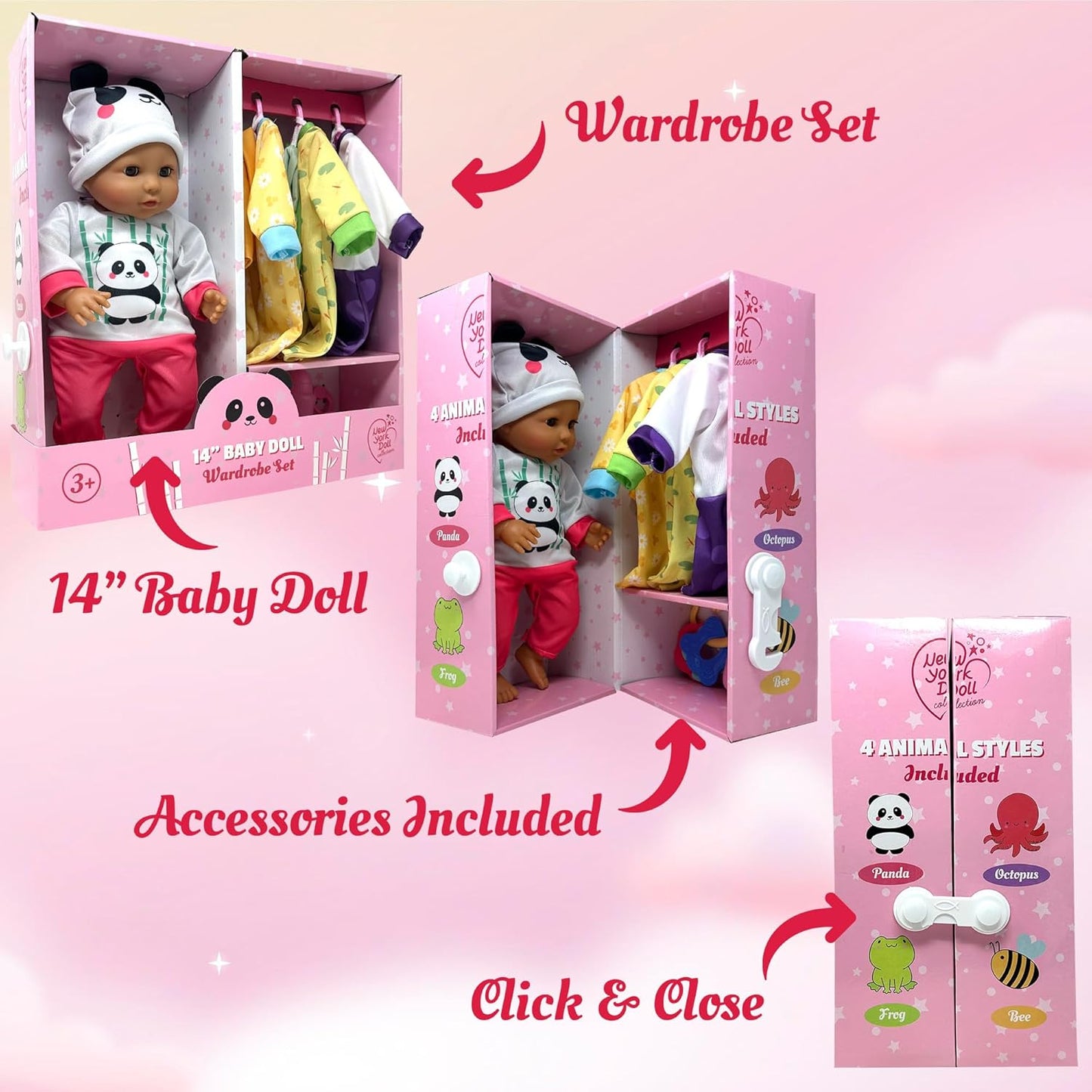 Muñeca de bebé de cuerpo suave con accesorios y 4 juegos de trajes...