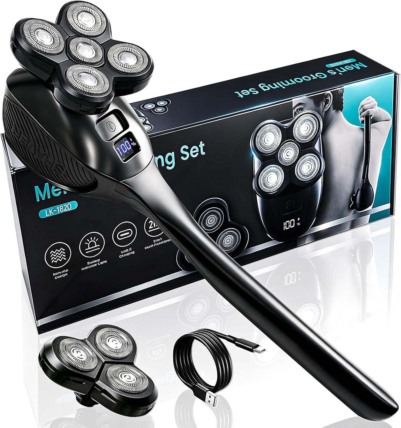 Afeitadora de espalda para hombres, afeitadora eléctrica recargable...
