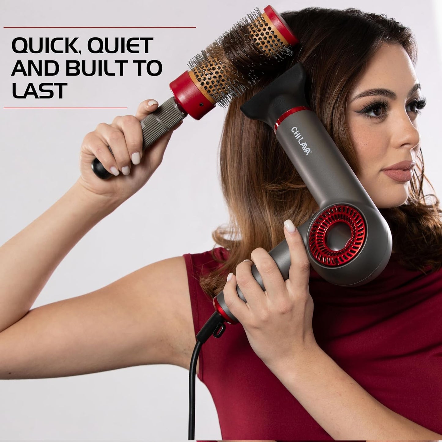 CHI Secador de pelo con motor sin escobillas de lava, diseño plegable, secado más rápido, silencioso, reduce el encrespamiento y mejora el brillo, ajustes de calor y velocidad personalizables