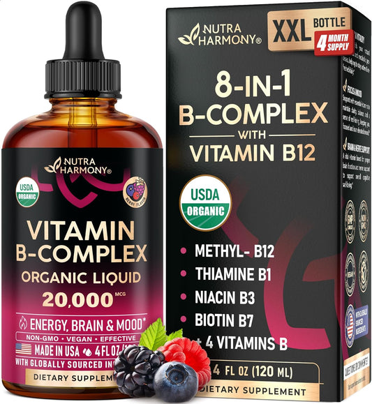 Vitamina B-Complex USDA Orgánico B5 Ácido Pantoténico | B12 Metilco...